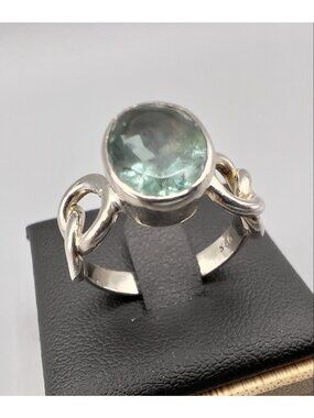 Vintage Sterling Silver Aquamarine Ring Size 8